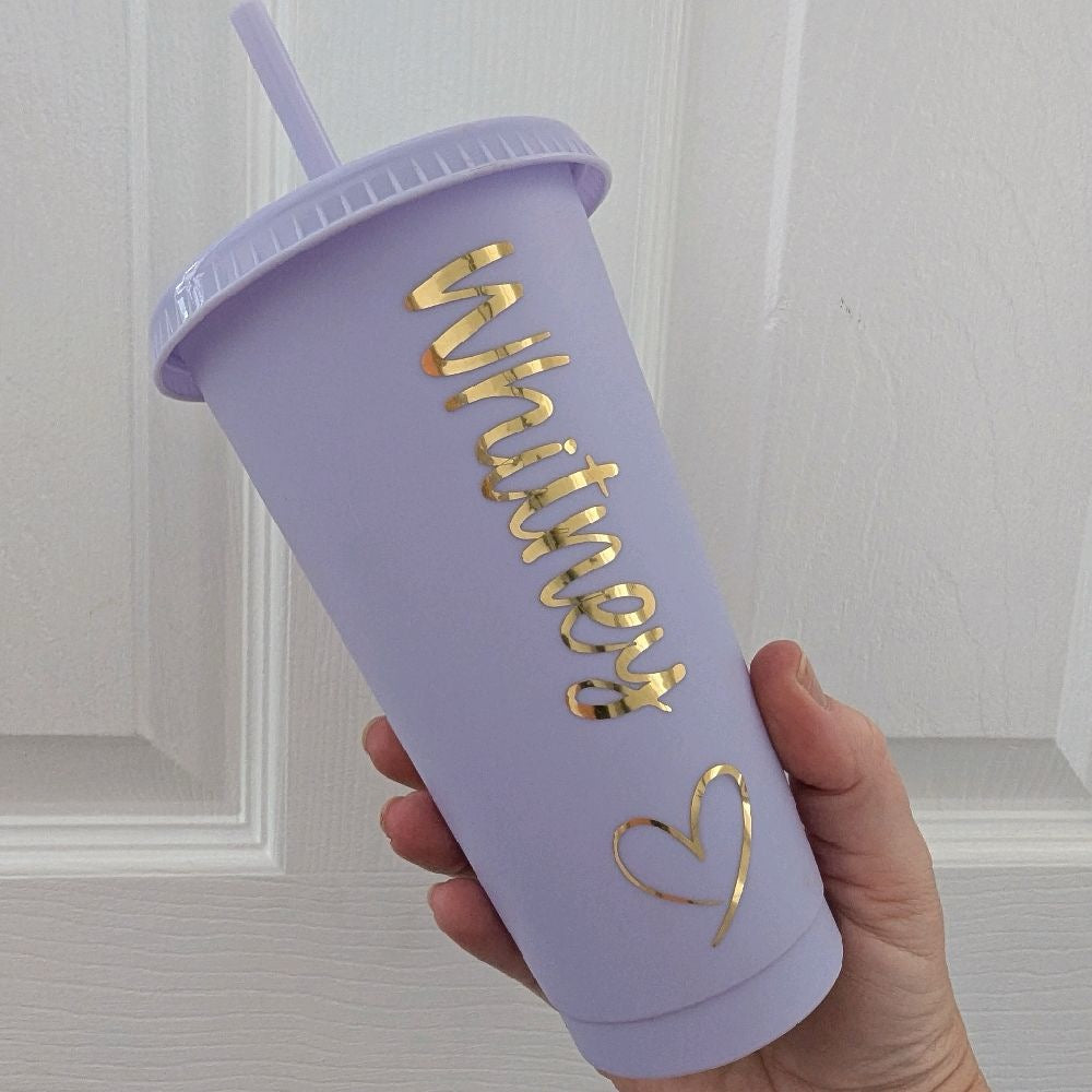 Personalised Named Tumbler Cup With Straw
