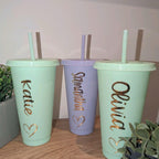 Personalised Named Tumbler Cup With Straw