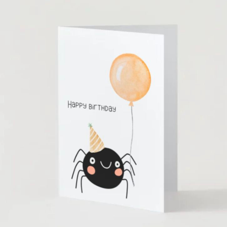 Cute Spider Happy Birthday Halloween Card