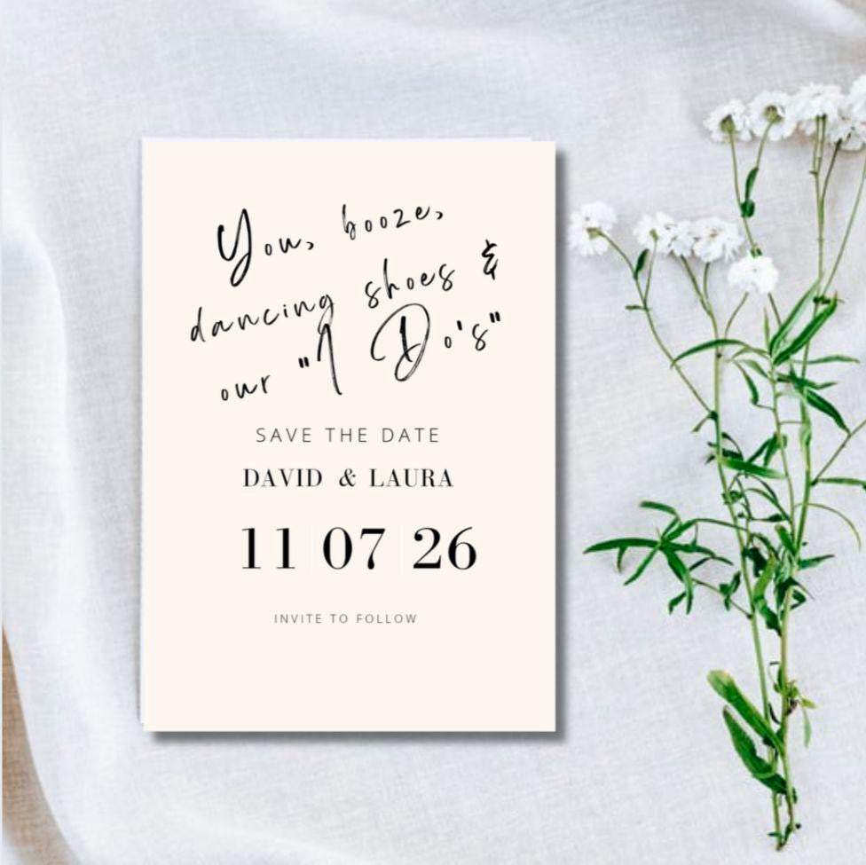 You, Booze & Dancing Shoes Save the Date Card