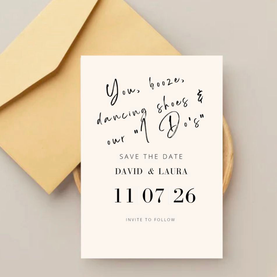 You, Booze & Dancing Shoes Save the Date Card