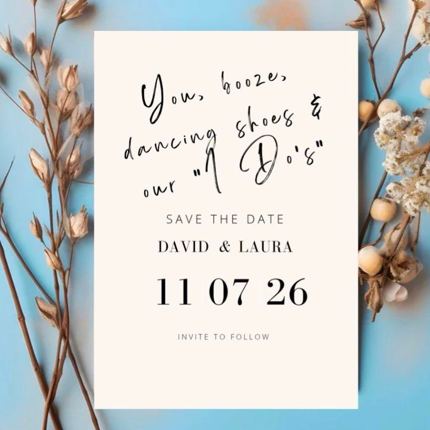You, Booze & Dancing Shoes Save the Date Card