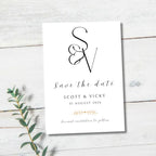 Initial Black and White Save the Date Cards