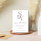 Initial Black and White Save the Date Cards
