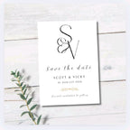 Initial Black and White Save the Date Cards