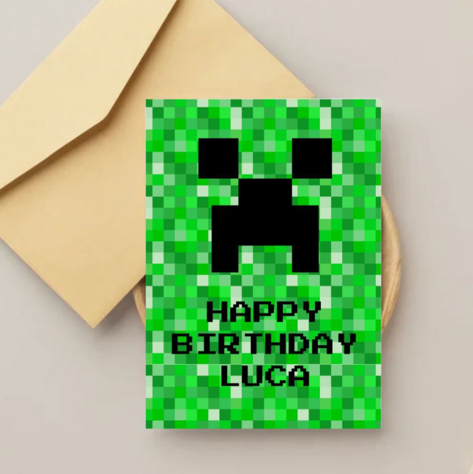 Personalised Happy Birthday Minecraft Birthday Card