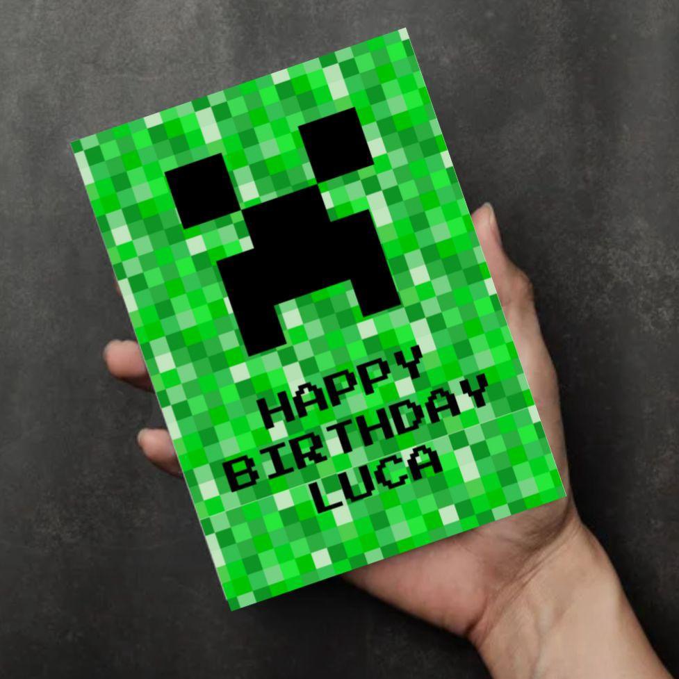 Personalised Happy Birthday Minecraft Birthday Card