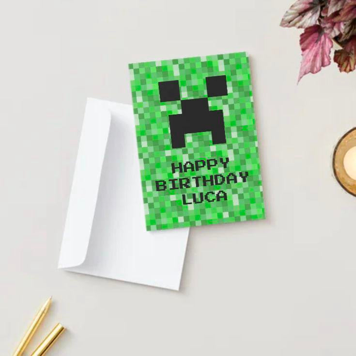 Personalised Happy Birthday Minecraft Birthday Card