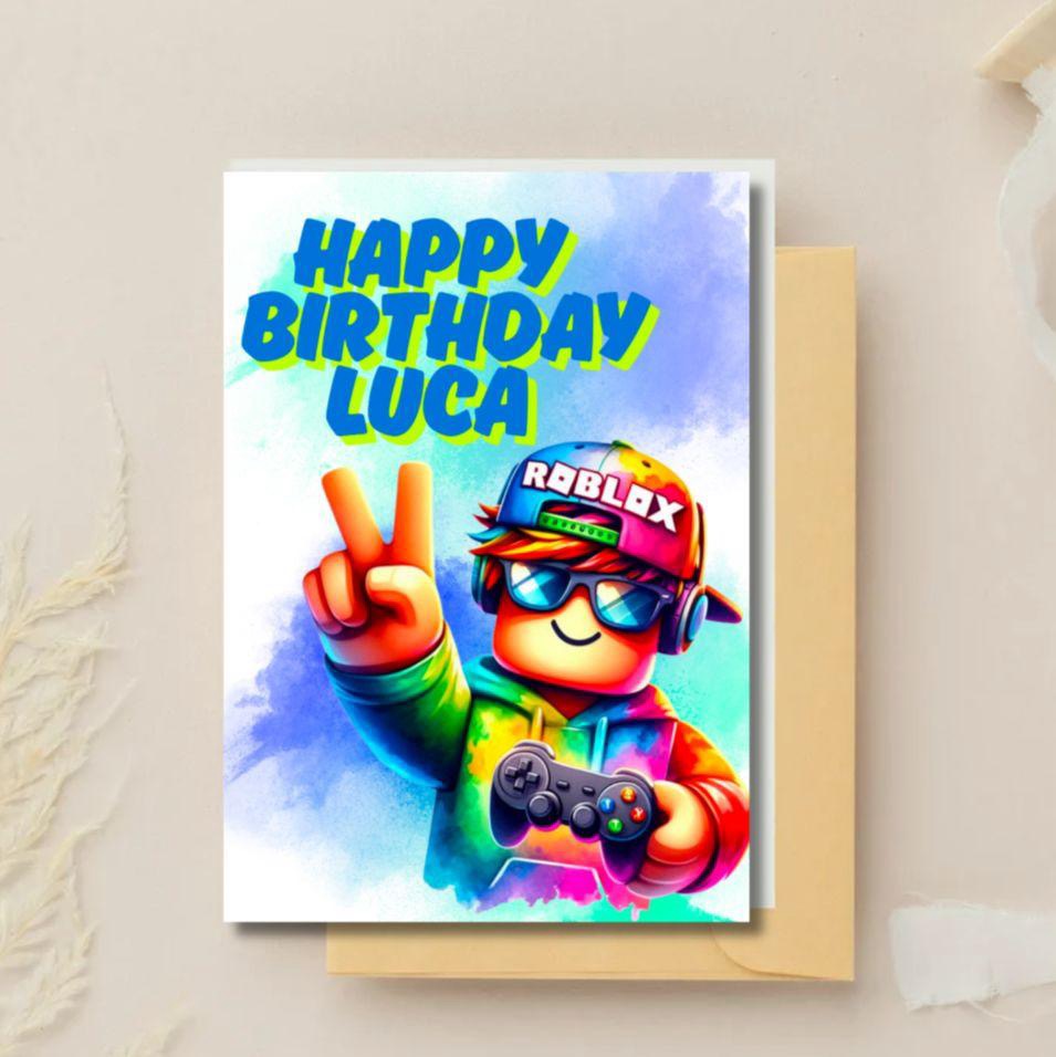 Personalised Roblox Birthday Card – Kids Gaming
