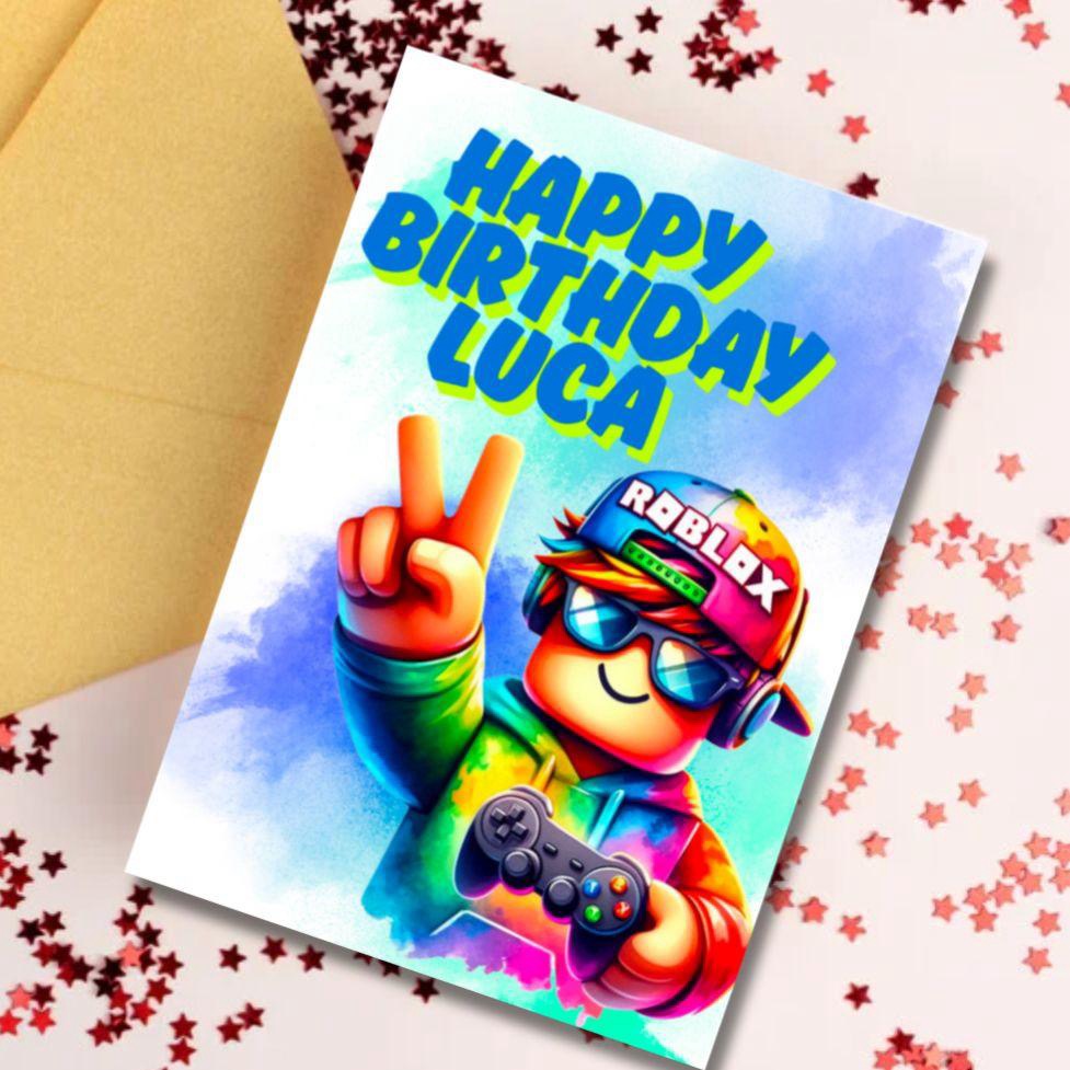 Personalised Roblox Birthday Card – Kids Gaming