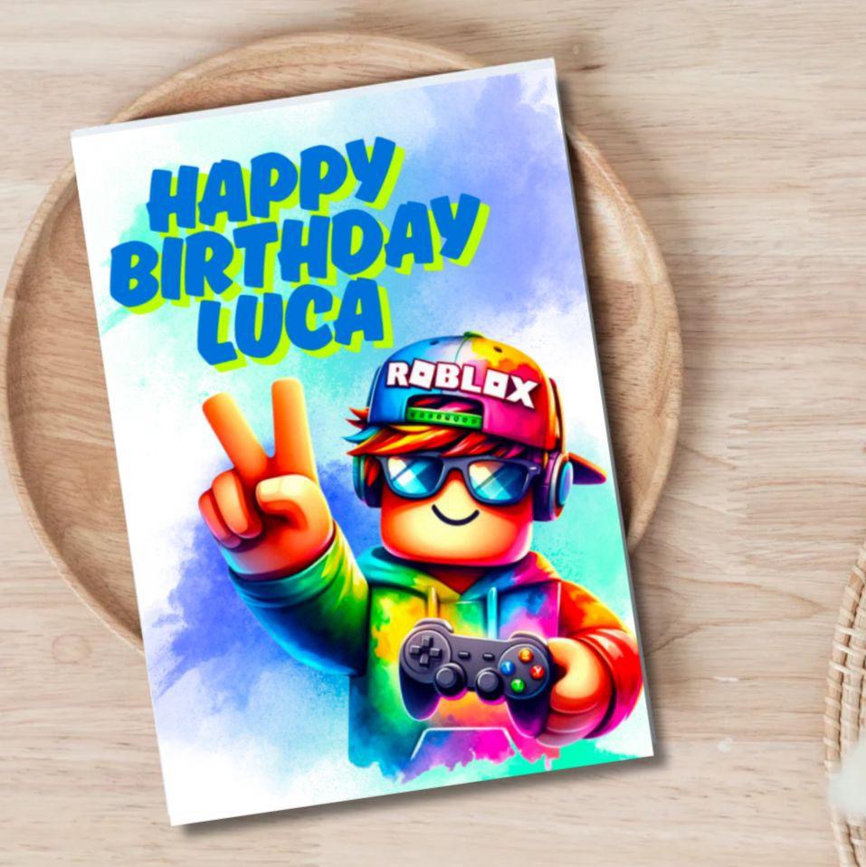Personalised Roblox Birthday Card – Kids Gaming