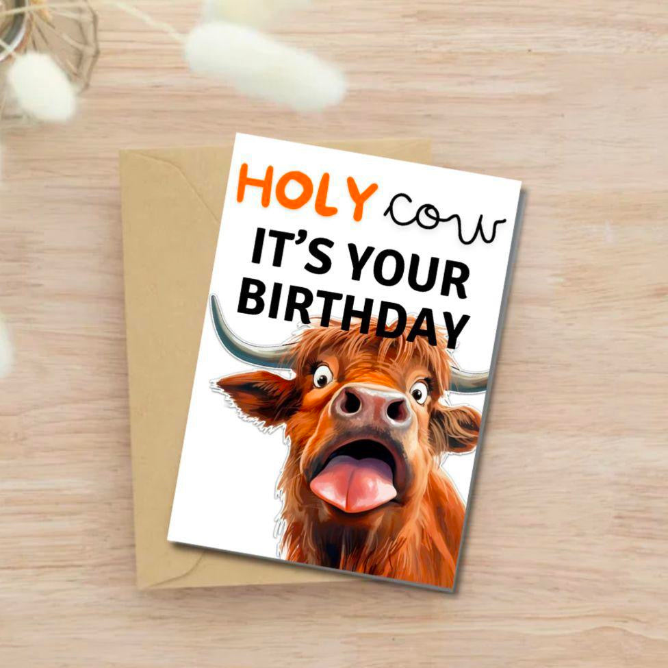 Holy Cow It’s Your Birthday – Funny Highland Cow Card