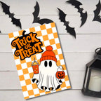 Trick or Treat Halloween Card – Cute Ghost with Pumpkin