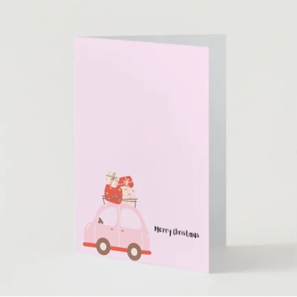 Pack of 12 Pink Christmas Cards