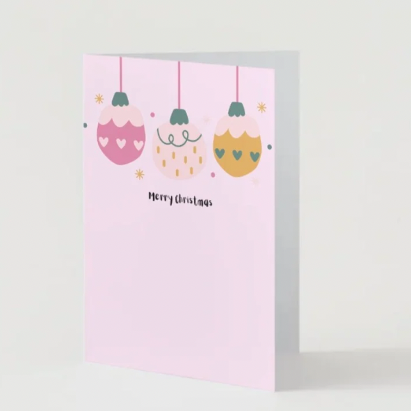 Pack of 12 Pink Christmas Cards