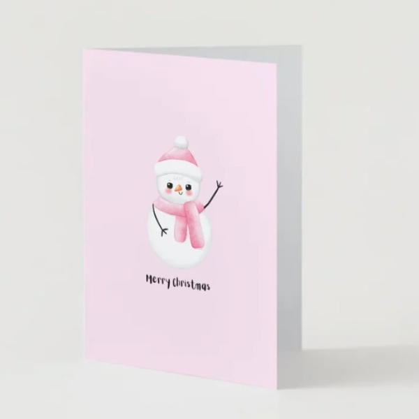 Pack of 12 Pink Christmas Cards