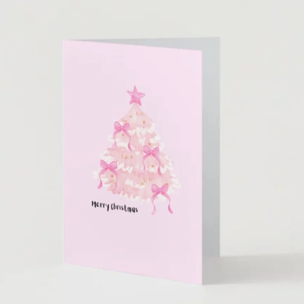 Pack of 12 Pink Christmas Cards