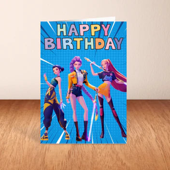 Kids K-Pop Birthday Card Blue A5
