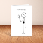 Funny Stick Figure Birthday Card | Minimalist Humour A5, A6 & Square