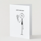 Funny Stick Figure Birthday Card | Minimalist Humour A5, A6 & Square