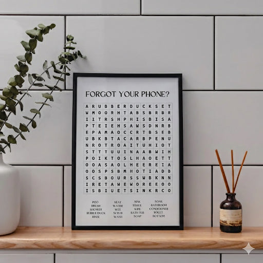 No Phone? Bathroom Wordsearch Print