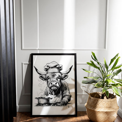 Highland Cow Cooking Print