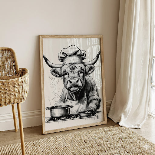 Highland Cow Cooking Print