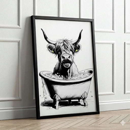 Highland Cow Having A Bath