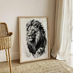 Lion Monochrome Print