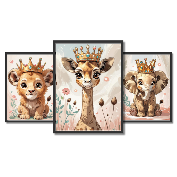 Baby Animal Royalty Nursery Print Set Of 3