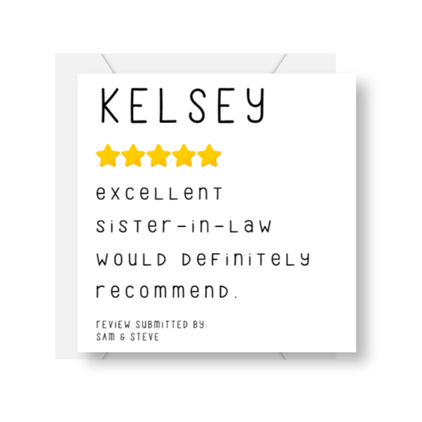 Personalised Sister-in-Law Card