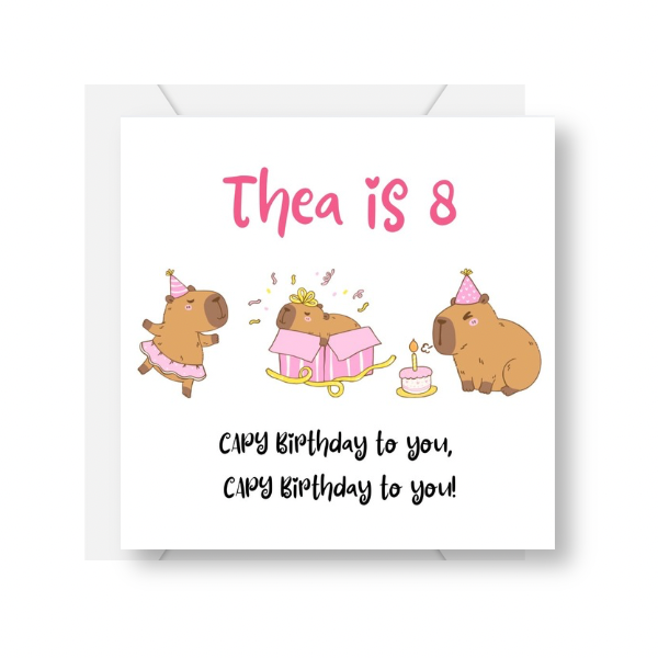 Personalised Capybara Age Birthday Card