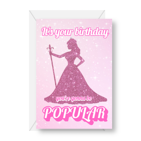 Pink Glitter Princess Birthday Card