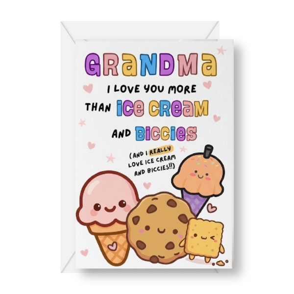 Cute Ice Cream & Biscuit Birthday Card