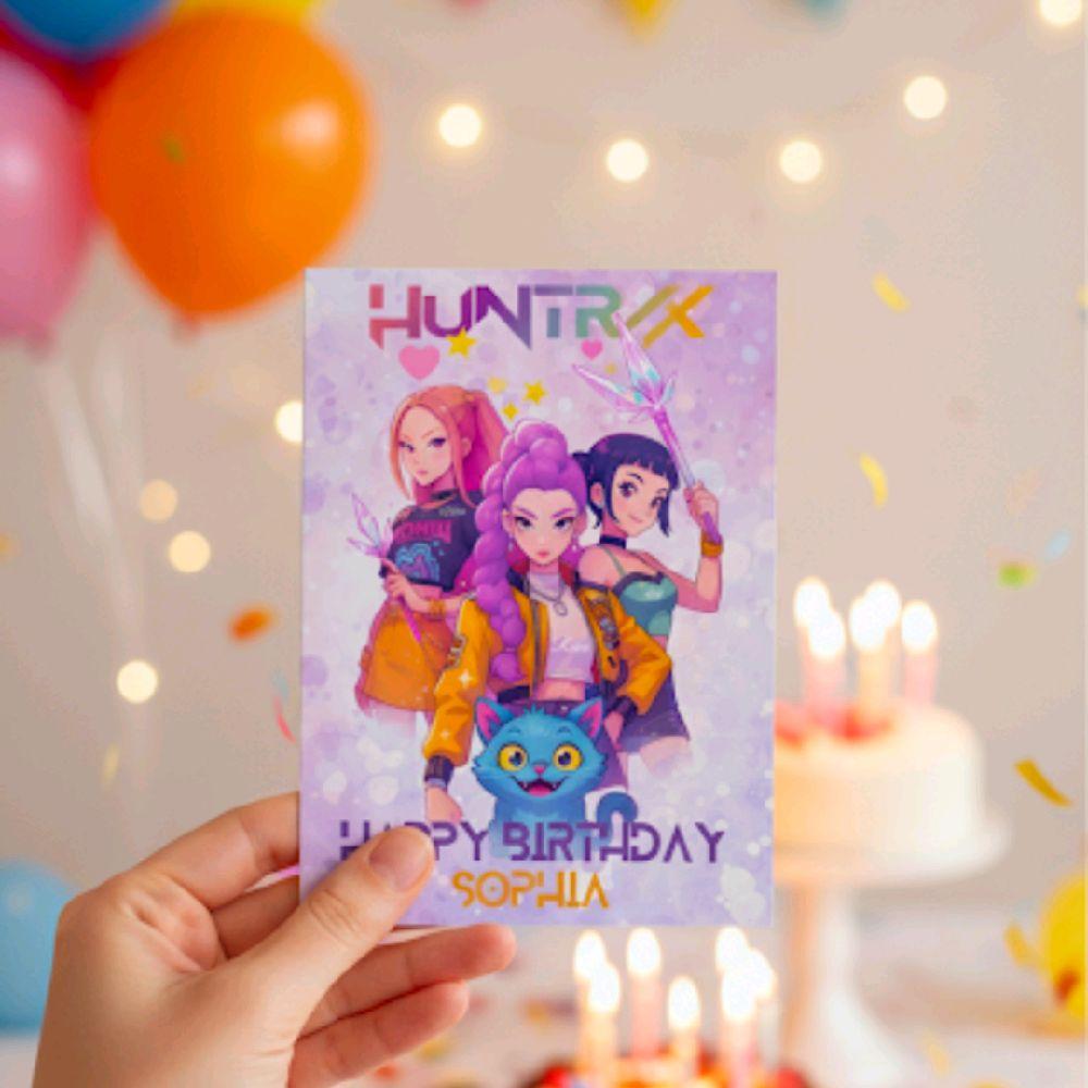 Kids Personalised K-Pop Birthday Card With Derpy A5