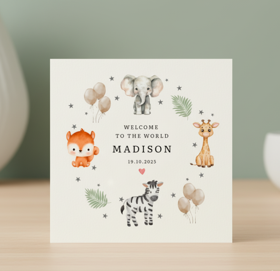 Welcome to the World Personalised Newborn Card