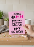 Happy Birthday Card for Mum - The Real Boss, A5 Card by PacaPrints
