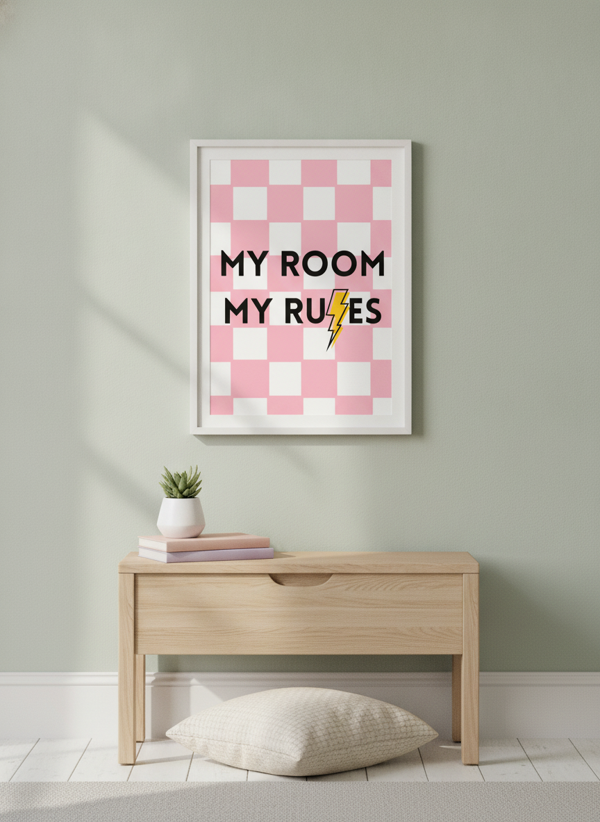 My Room My Rules A4 Print – Essential Wall Art for Every Kid's Den