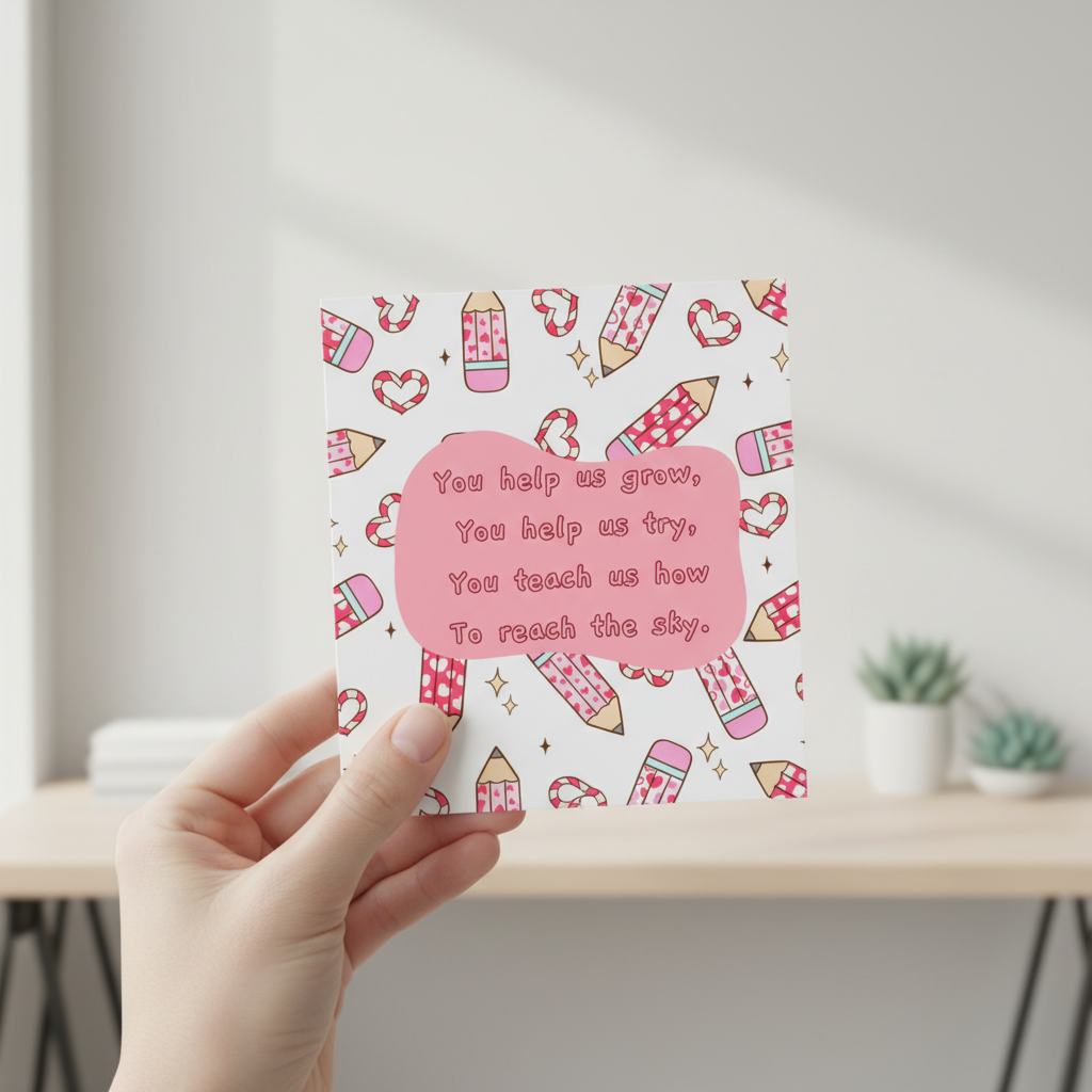 Thank You Teacher Card - Help Us Grow Square Card
