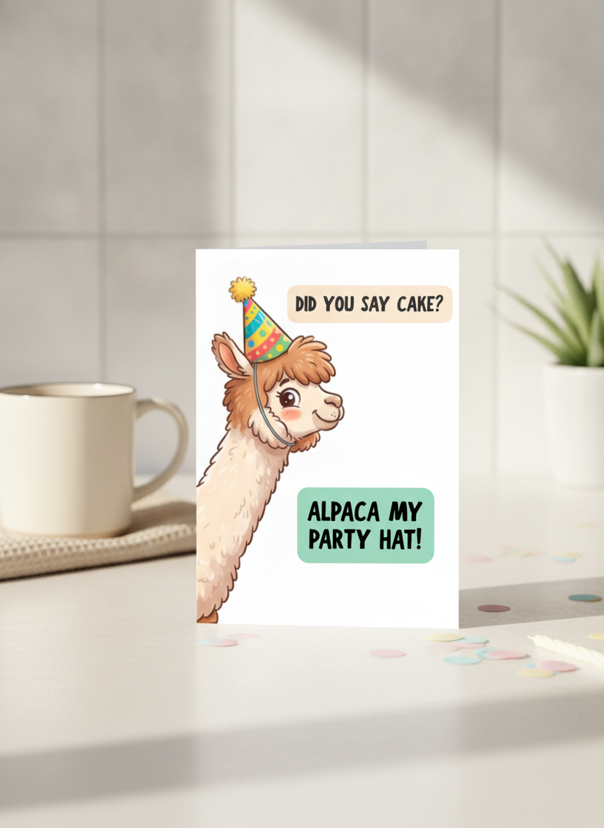 Alpaca My Party Hat Birthday Card - A5 Greeting Card for Friends