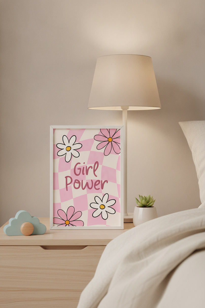Pino's 'Girl Power' Flower A4 Print – Cheerful Kids' Room Decor