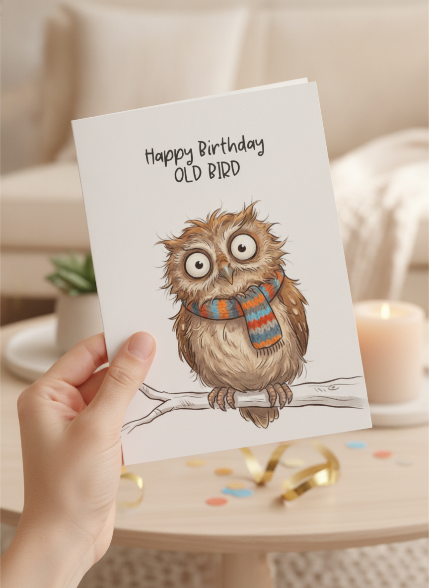 Happy Birthday Old Bird A5 Card - Witty & Fun UK Birthday Greeting