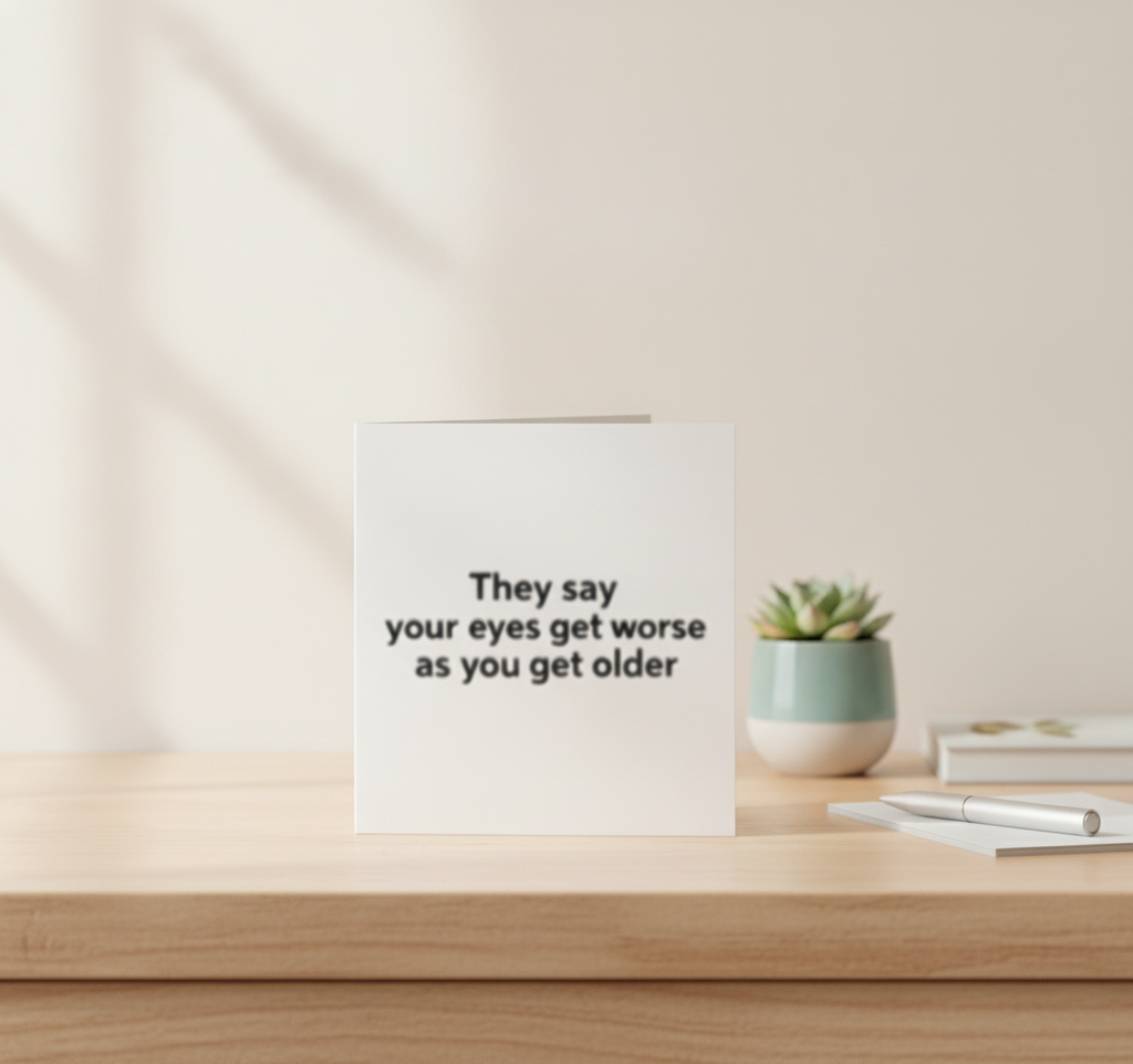Funny 'Eyesight Getting Worse' Card - Square Humour Birthday Card