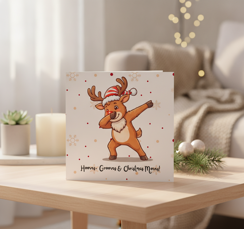 Hooves Grooves & Xmas Moves Square Christmas Card for a Joyful Greet