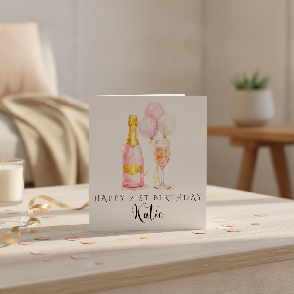Personalised Pink 21st Birthday Card – Add a Name & Make it Pop!