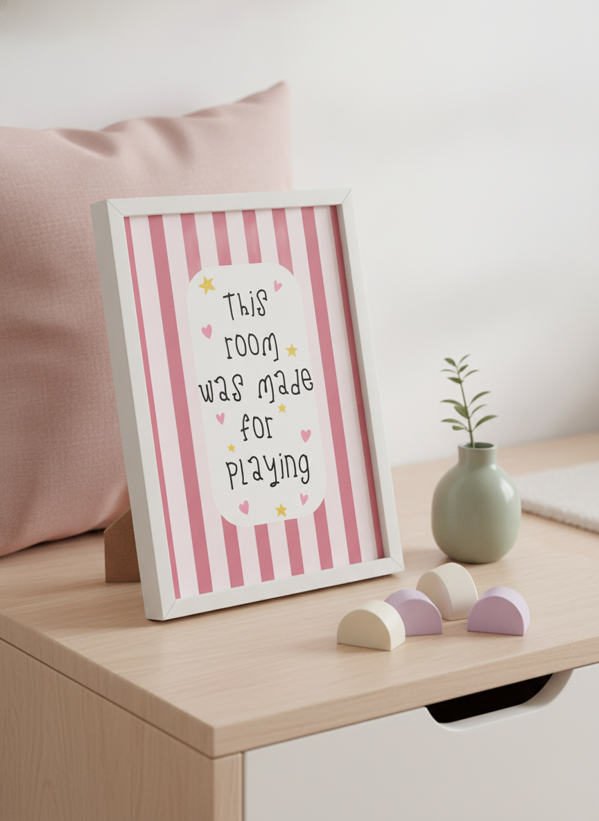 “This Room Was Made For Playing” A4 Kids' Print - Fun Wall Art
