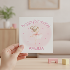 Personalised Ballerina Birthday Card - Custom Name Kids' Square Card