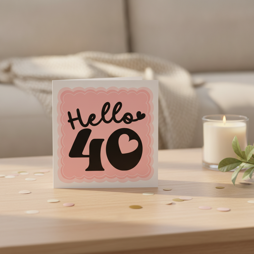 Hello 40! Funny 40th Birthday Card for Her – Square