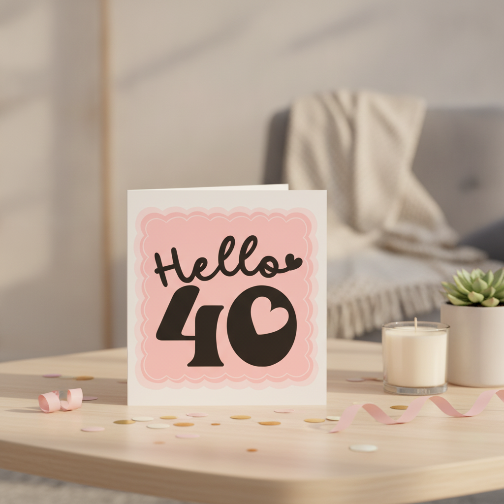 Hello 40! Funny 40th Birthday Card for Her – Square