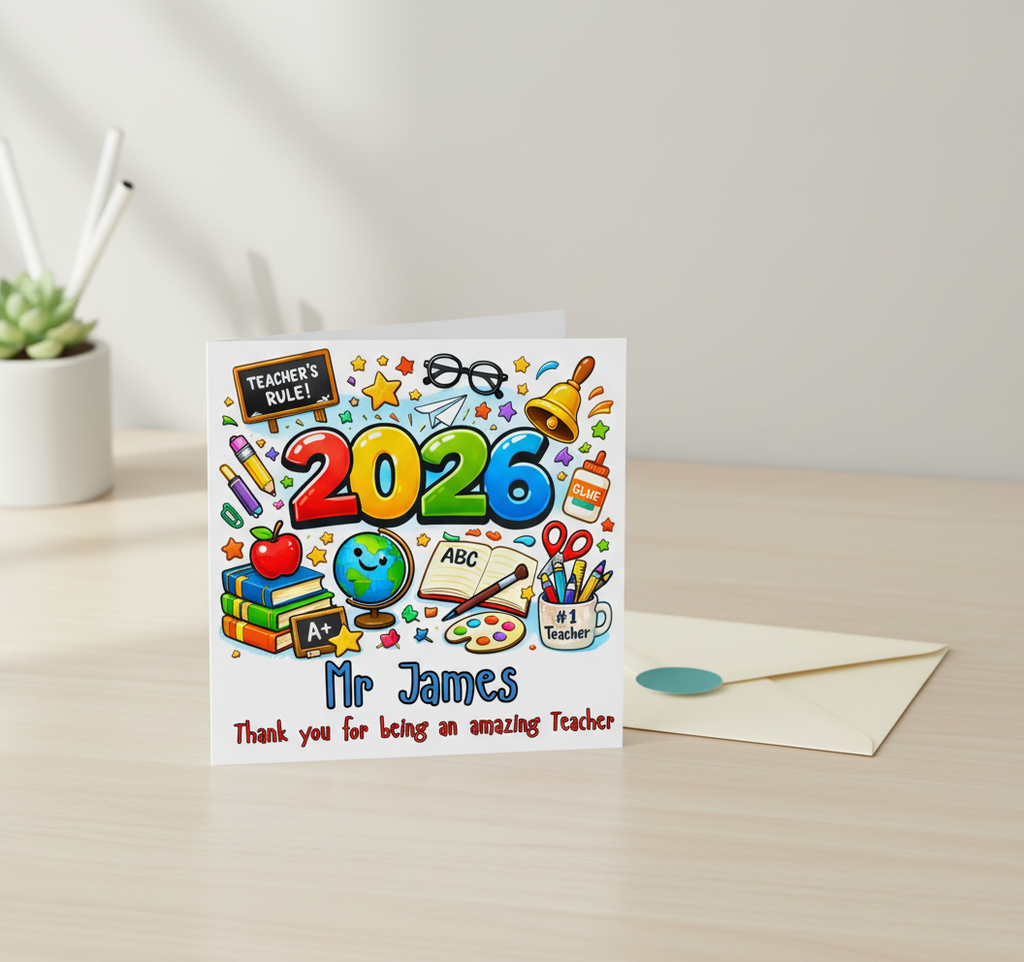 Personalised Thank You Teacher Card 2026 - Square Card